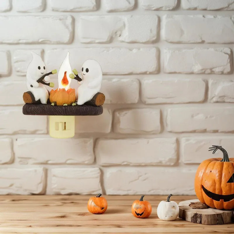 Halloween Ghost Campfire Fire Marshmallow Night Light Flickering Nightlight Gift