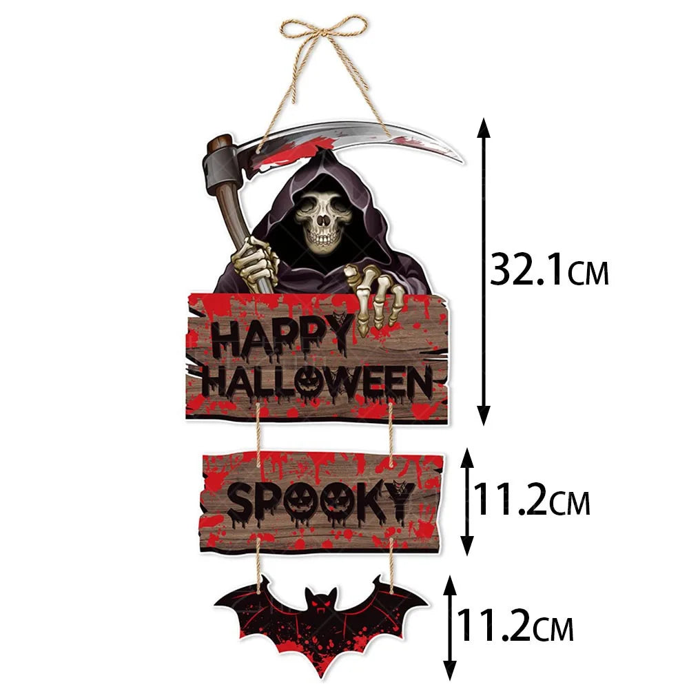 Halloween Hanging Sign Festive Pumpkin Bat and Skull Designs for Home Door Wall Yard Decor Decor Party Outdoor Indoor Supplies