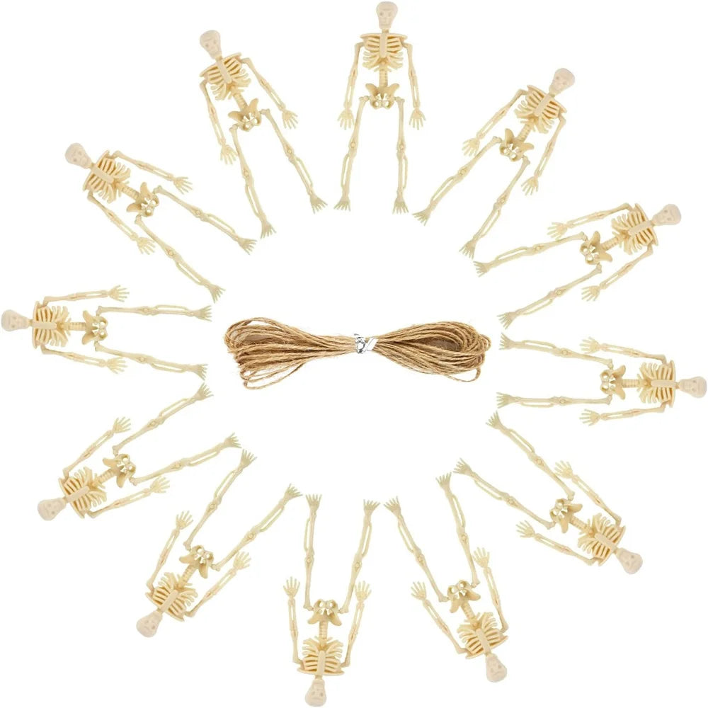 6/12PCS Mini Skeleton Figurines Small Skeletons Halloween Decorations for Craft Haunted House Accessories Party Favors 6 Inch