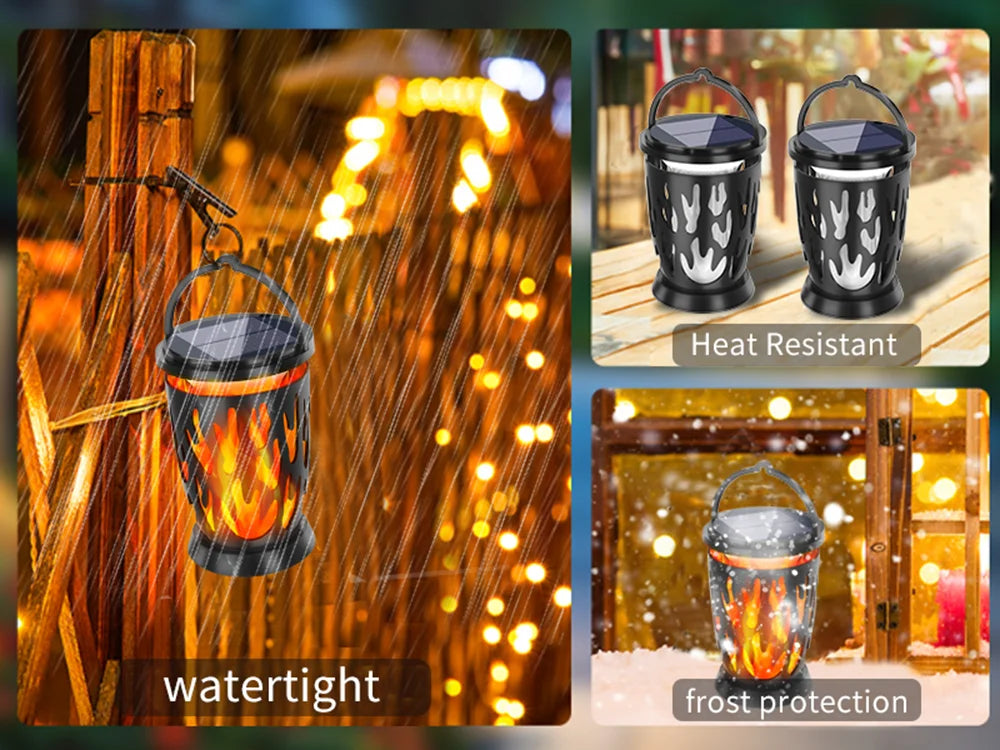 Solar Lanterns Flickering Flame Outdoor Lights Solar Hanging Light LED Landscape Lamp  Garden Pathway Porch Party Ambient Light