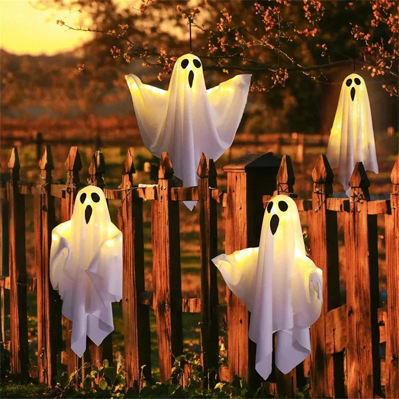 Halloween Hanging Ghost Decor, Light Up Flying Ghosts for Indoor Outdoor Garden Party, Scary Spooky Ornament Halloween Gifts