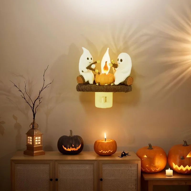 Halloween Ghost Campfire Fire Marshmallow Night Light Flickering Nightlight Gift