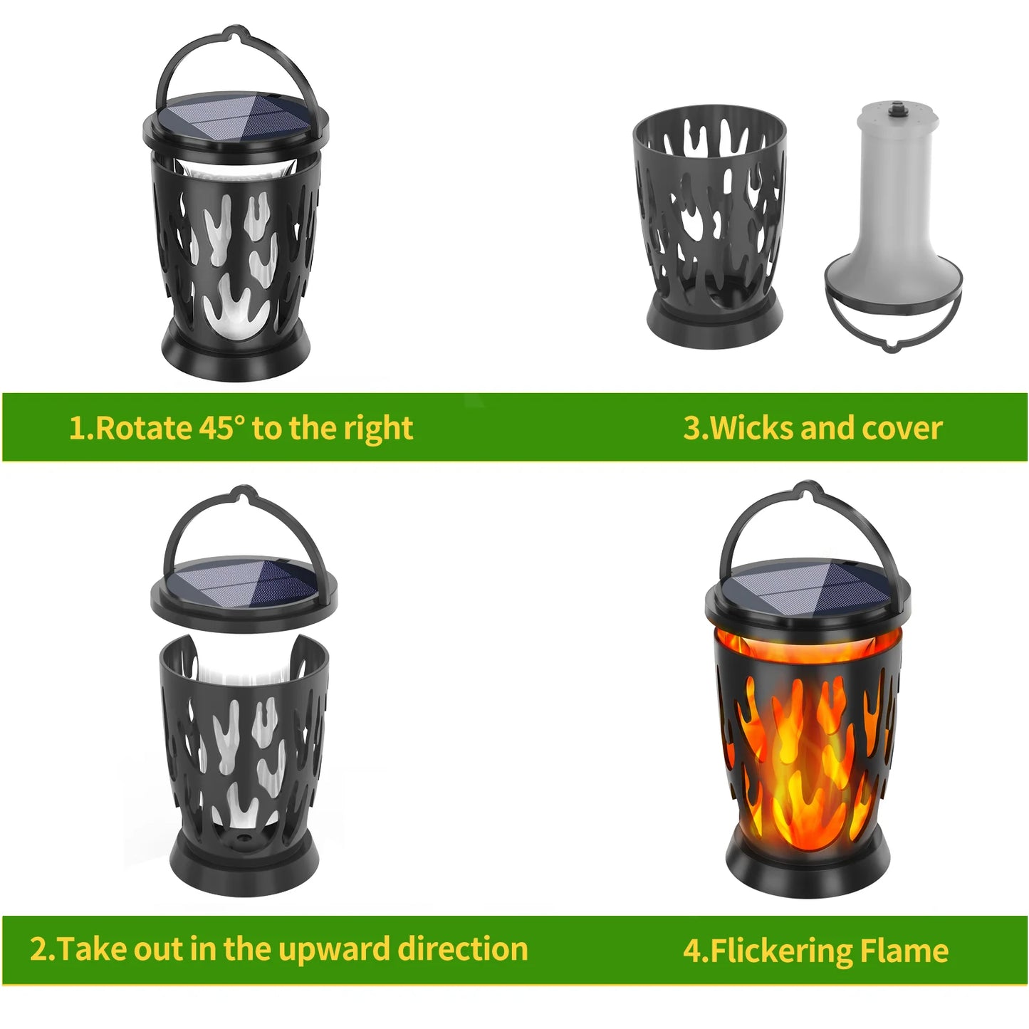 Solar Lanterns Flickering Flame Outdoor Lights Solar Hanging Light LED Landscape Lamp  Garden Pathway Porch Party Ambient Light