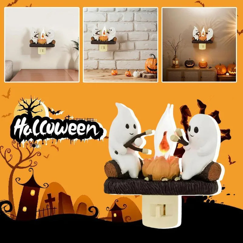 Halloween Ghost Campfire Fire Marshmallow Night Light Flickering Nightlight Gift