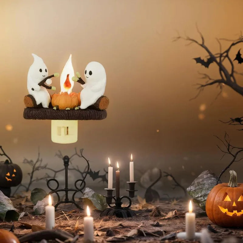 Halloween Ghost Campfire Fire Marshmallow Night Light Flickering Nightlight Gift