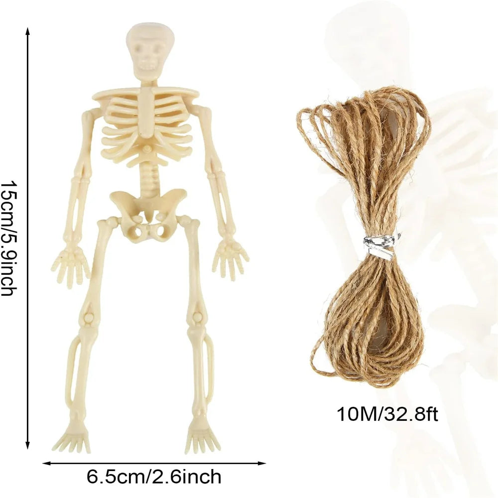 6/12PCS Mini Skeleton Figurines Small Skeletons Halloween Decorations for Craft Haunted House Accessories Party Favors 6 Inch