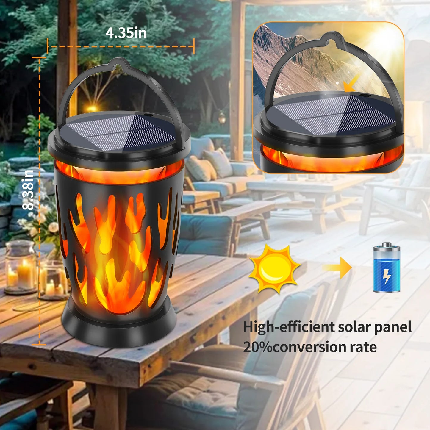 Solar Lanterns Flickering Flame Outdoor Lights Solar Hanging Light LED Landscape Lamp  Garden Pathway Porch Party Ambient Light