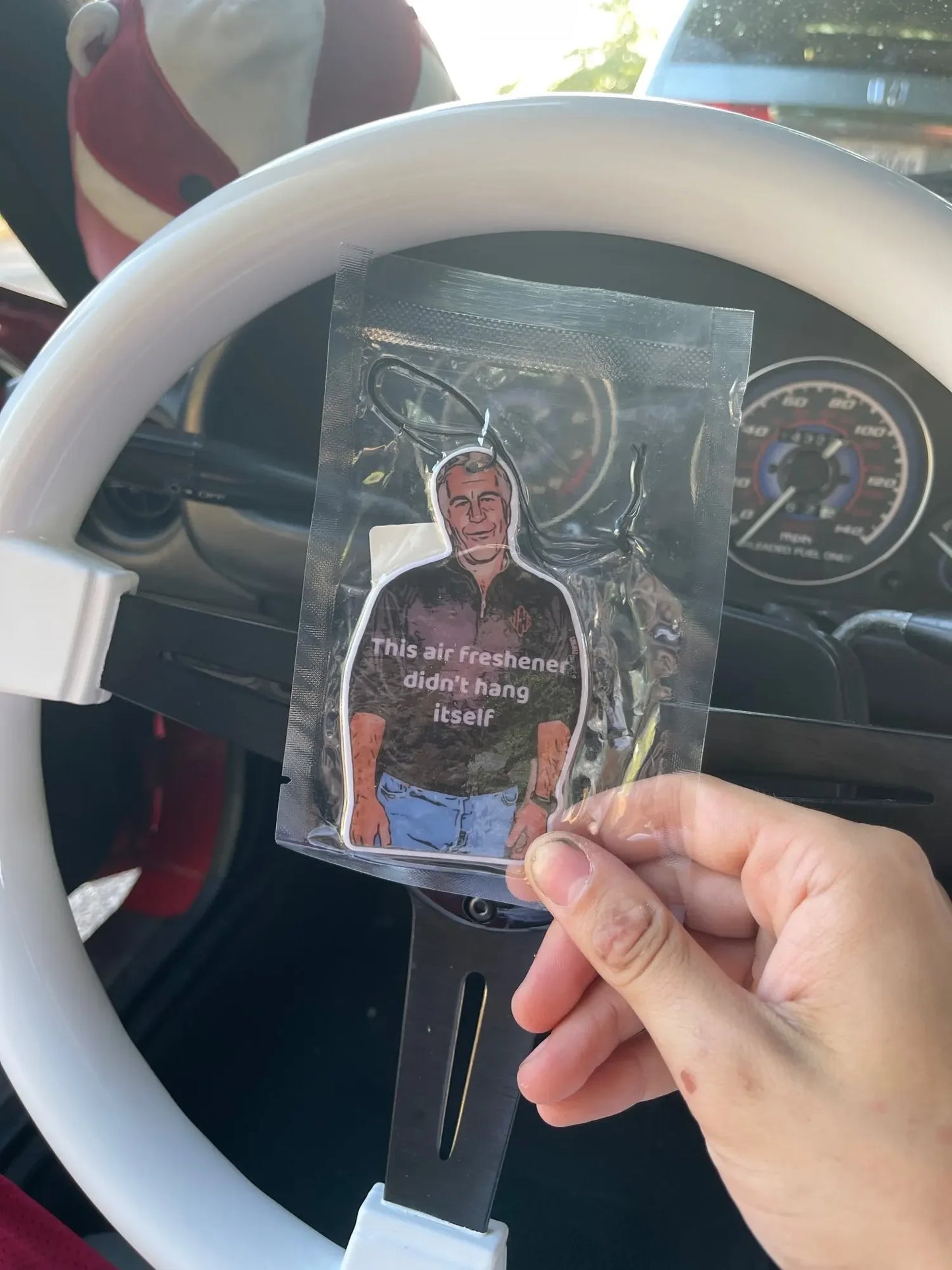 1PC Jeffrey Epstein Car Air Freshener Sick Humor Funny Dark Rear View Mirror Accessories Car Perfume Meme Pendant Hanging Charm