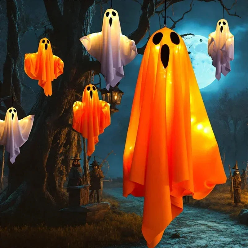 Halloween Hanging Ghost Decor, Light Up Flying Ghosts for Indoor Outdoor Garden Party, Scary Spooky Ornament Halloween Gifts
