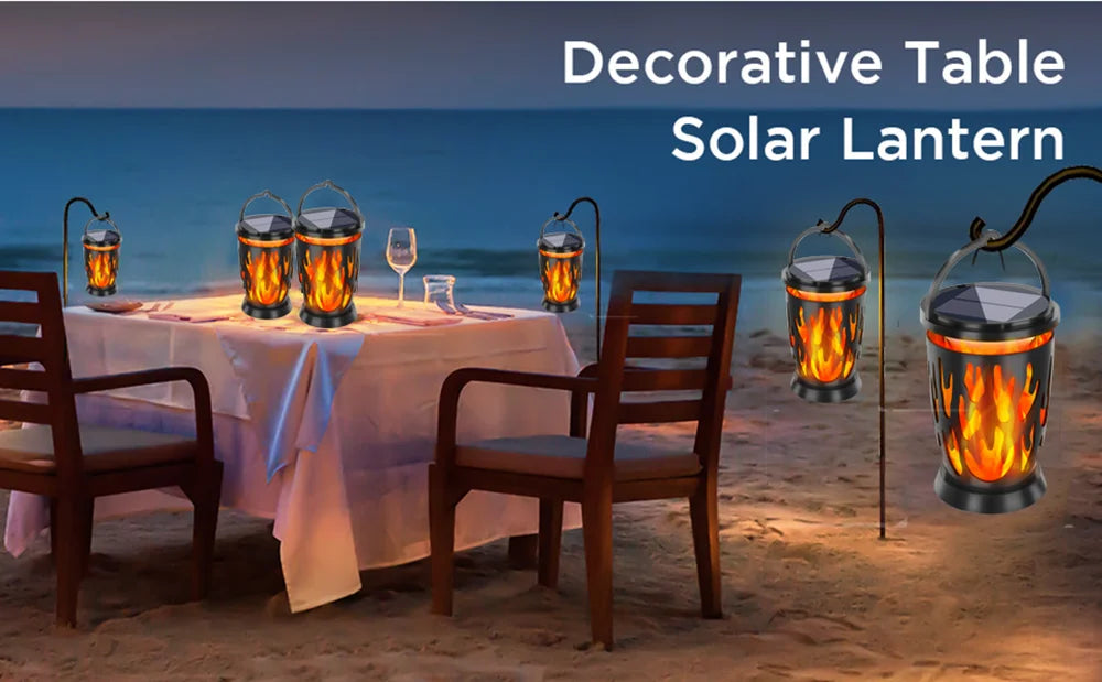 Solar Lanterns Flickering Flame Outdoor Lights Solar Hanging Light LED Landscape Lamp  Garden Pathway Porch Party Ambient Light