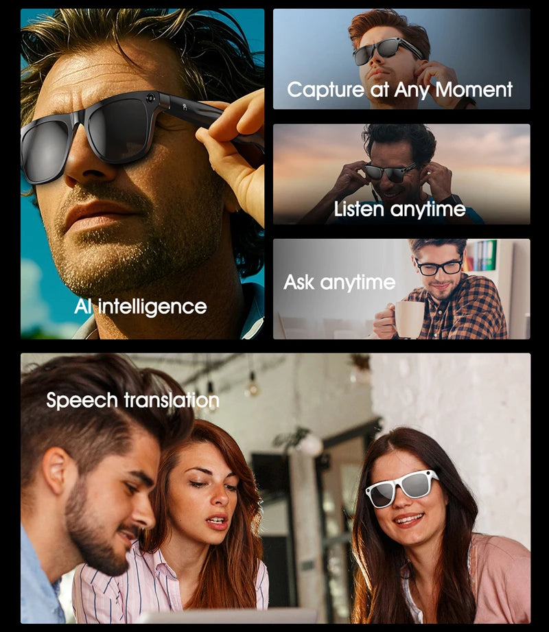 4K AI Smart Photochromic Glasses Multifunction Camera Bluetooth Call Voice Assistant Music Player Translate Glasses For Xiaomi