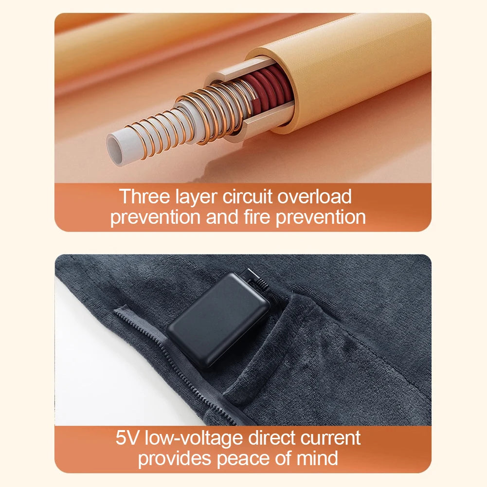 USB Flannel Heated Blanket 3 Temperature Adjustment Wireless Heated Blanket 9 Fast Heating Zones for Outdoor Camping