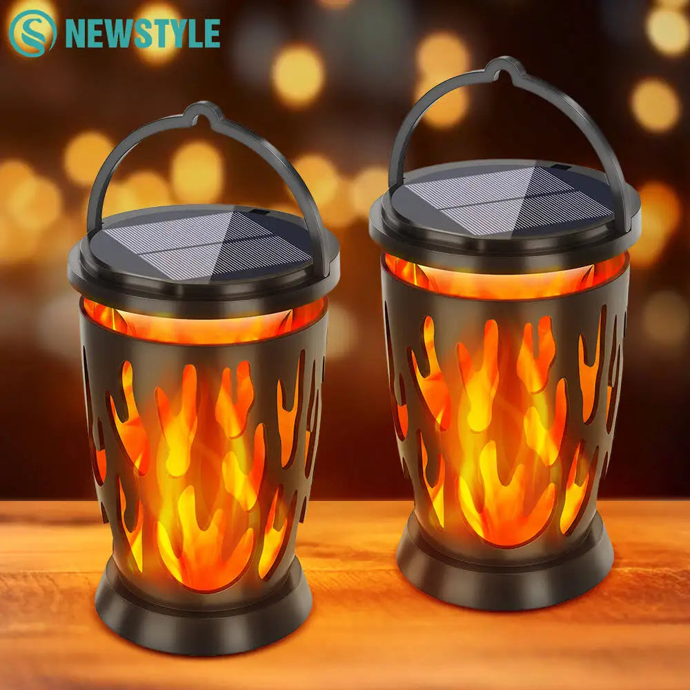 Solar Lanterns Flickering Flame Outdoor Lights Solar Hanging Light LED Landscape Lamp  Garden Pathway Porch Party Ambient Light
