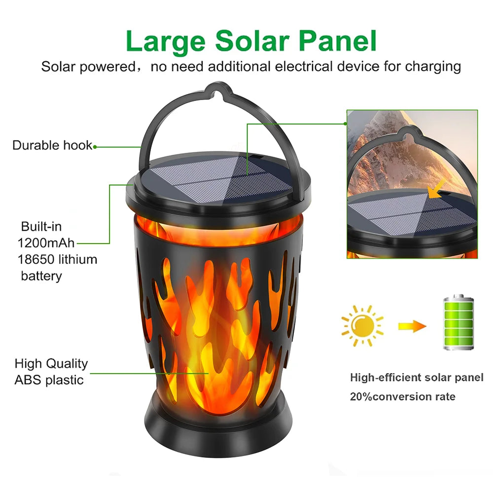 Solar Lanterns Flickering Flame Outdoor Lights Solar Hanging Light LED Landscape Lamp  Garden Pathway Porch Party Ambient Light