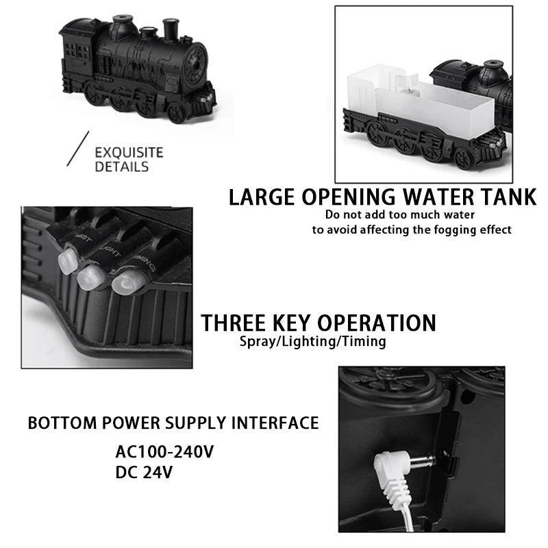 Household Small Train Humidifier 300ML Air Purifier Aromatic Diffuser Aromatherapy Machine USB Indoor Office Ultrasonic Sprayer