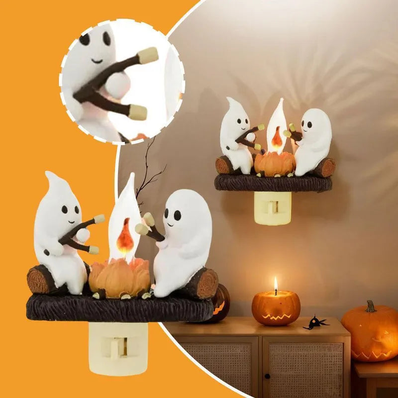 Halloween Ghost Campfire Fire Marshmallow Night Light Flickering Nightlight Gift