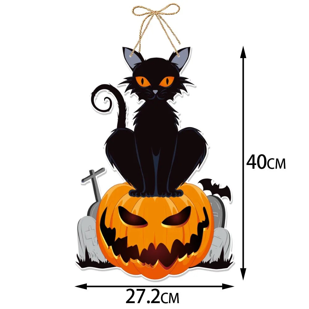Halloween Hanging Sign Festive Pumpkin Bat and Skull Designs for Home Door Wall Yard Decor  Decor Party Outdoor Indoor Supplies