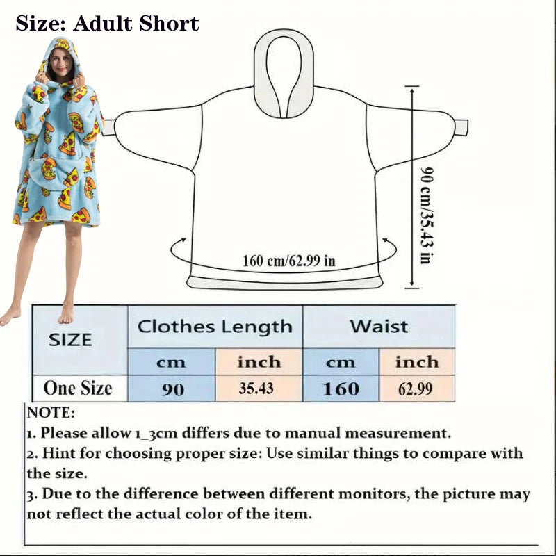 Women Plush Fleece Blanket Men Warm Thick Hoodies Adult Giant TV Blanlets with Sleeves Super Long Cold-proof Homewear Pajamas